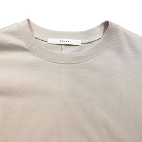 QTUME 細リブボックスTシャツ- ベージュ