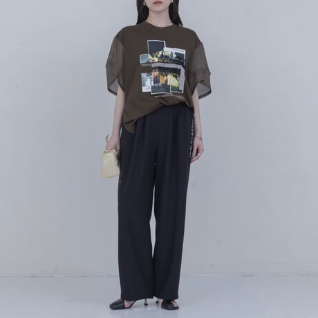 EimeeLaw    メッシュスリーブTシャツ    -ブラウン