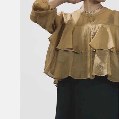 QTUME  ナチュラルシアーティアードブルゾン -   ベージュ