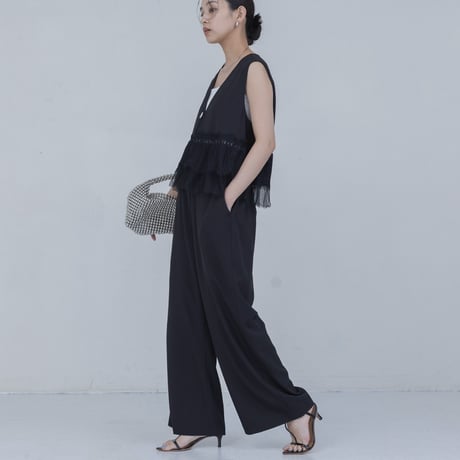 EimeeLaw      レースフリルベスト×パンツセットアップ         -ブラック
