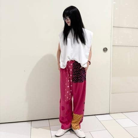 TIGREBROCANTE リメイクドットTシャツMixクルタパンツ pink