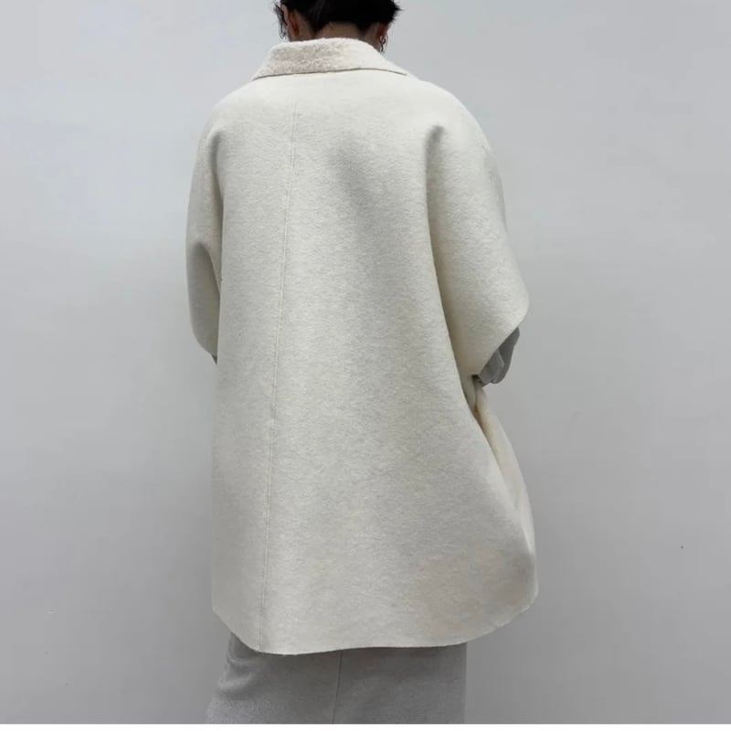 CYNICAL ボアスライバーニットリバーシブルポンチョ -ベージュ | gras