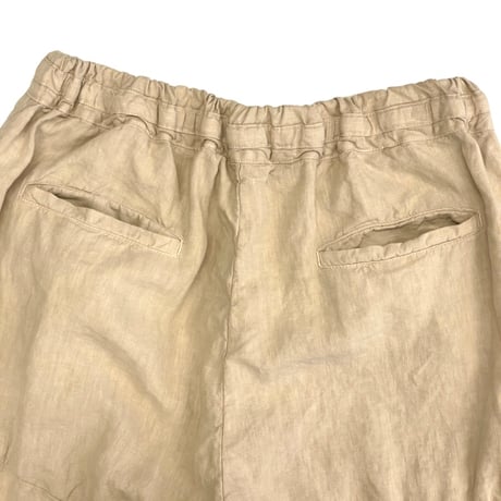 TIGRE BROCANTE 40リネン リアンギャザーリブパンツ-オイスター