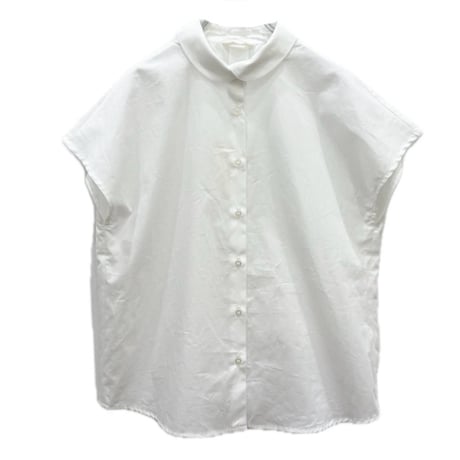 Parkes (パークス) 丸襟フレンチスリーブブラウス White