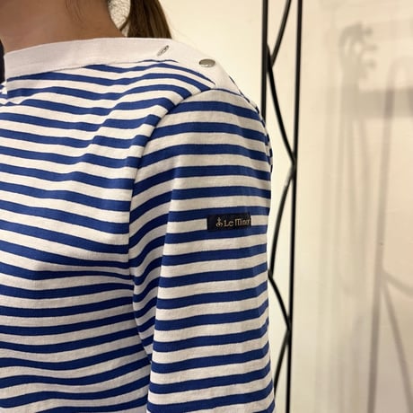 Le Minor ショルダーボタンボーダーカットソー -ブルー