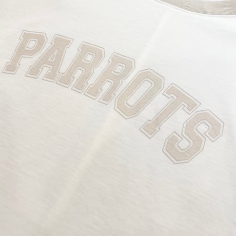 QTUME バイカラー細リブロゴTシャツ- ホワイト