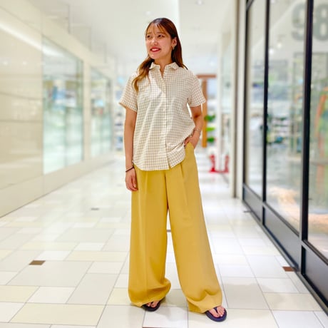 parkes コットンリネンギンガムチェック半袖シャツ