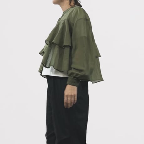 QTUME  ナチュラルシアーティアードブルゾン -   ベージュ