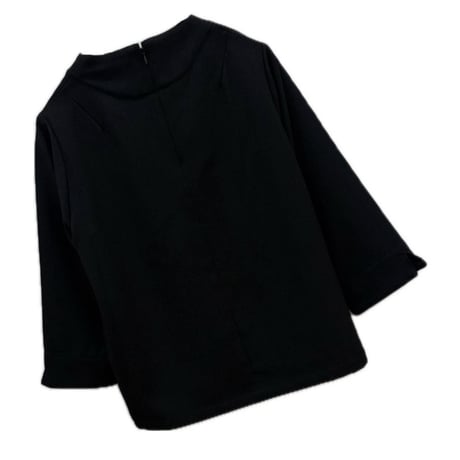LIROMA  ポリエステルツイードブラウス　black
