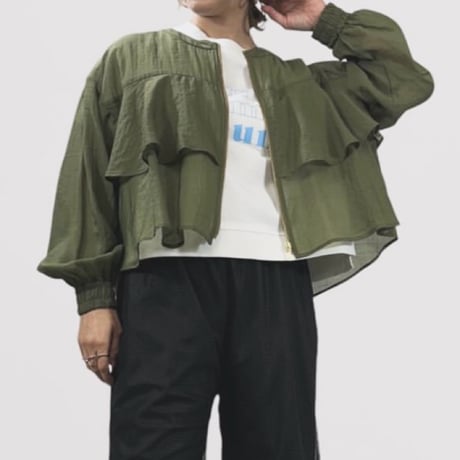 QTUME  ナチュラルシアーティアードブルゾン -   ベージュ