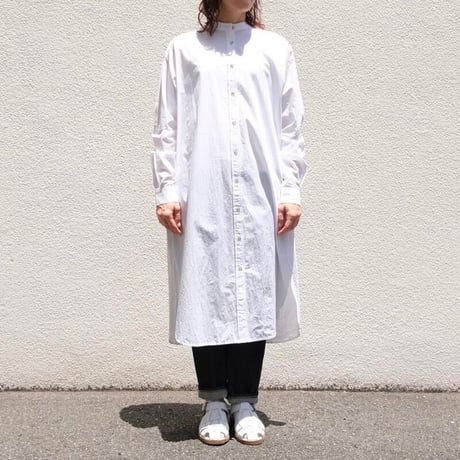 vent blanc バンドカラーシャツワンピース -ホワイト