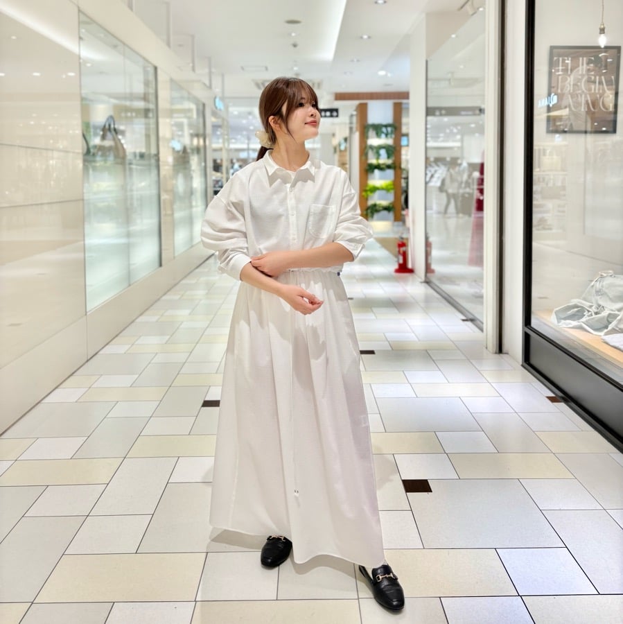 LIROMA デザインシャツワンピース White | grasol Nagasaki Stores