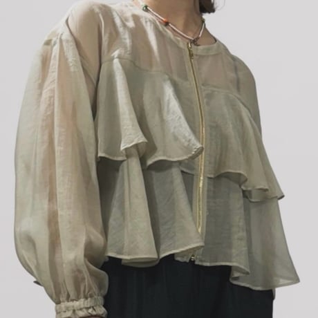 QTUME  ナチュラルシアーティアードブルゾン beige
