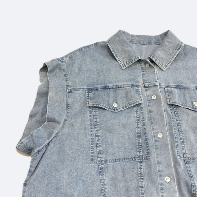 NUS | テンセルデニムフレンチスリーブシャツ | 【ブリーチデニム