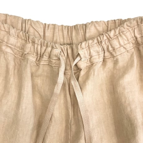TIGRE BROCANTE 40リネン リアンギャザーリブパンツ-オイスター
