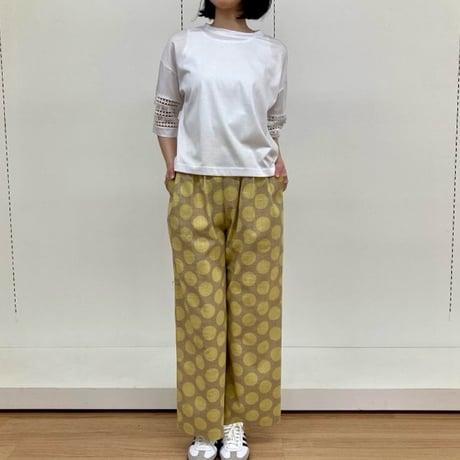 ATELIER SIX   リネンライクドットパンツ  -  ブラック