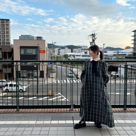 THOMAS MAGPIE  タータンチェックボウドレス　GREEN