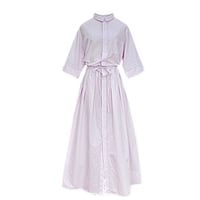 LIROMA 半袖チェックシャツドレス ピンク