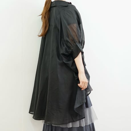 SEVEN SENSE シルクバックロングシャツ-  ブラック