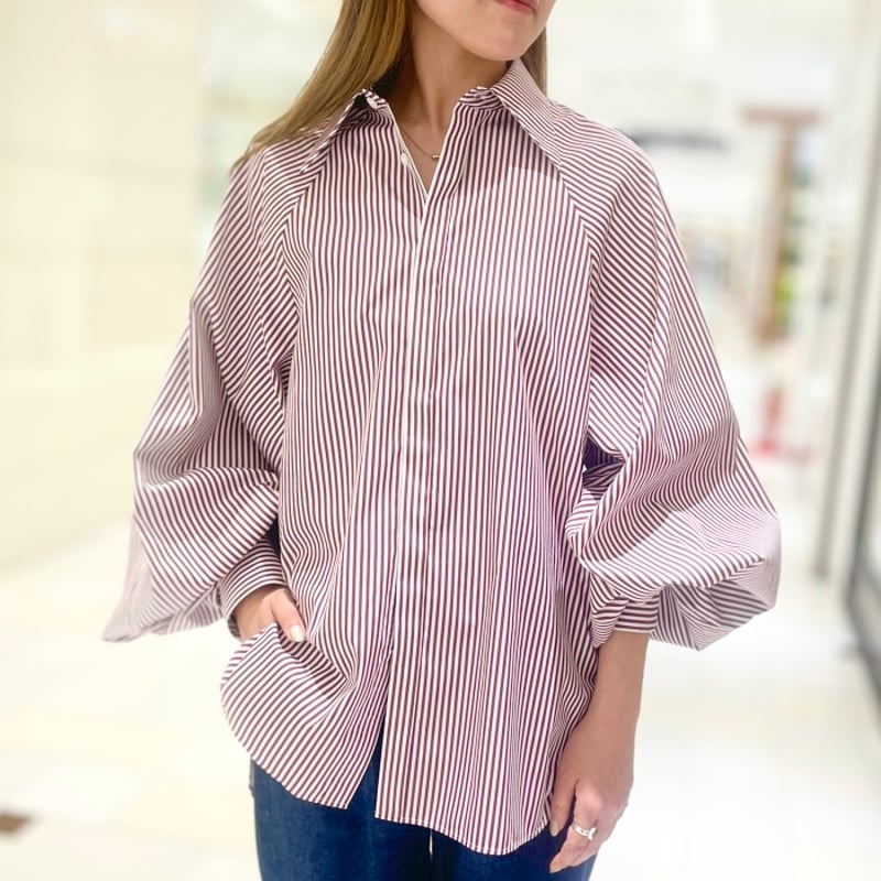 M53. ディファレンスギャザーストライプシャツ | grasol Nagasaki Stores