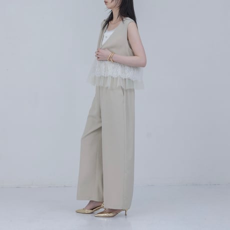 EimeeLaw      レースフリルベスト×パンツセットアップ         -ベージュ