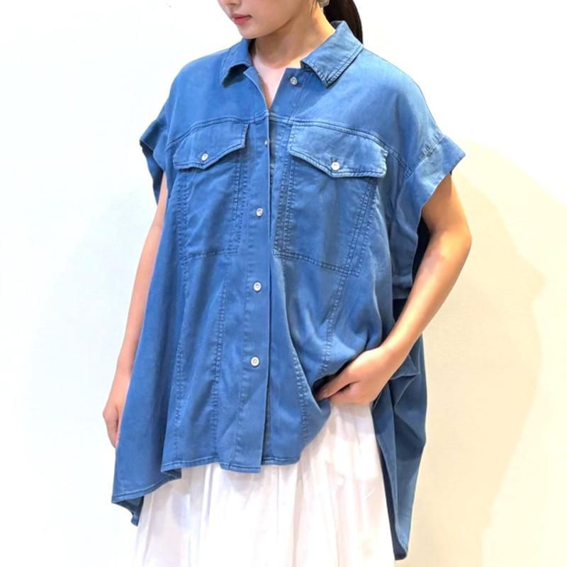 NUS | テンセルデニムフレンチスリーブシャツ | 【サックスブルー