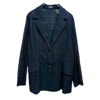 Dignite collier シアーチェックジャケット -  ダークネイビー