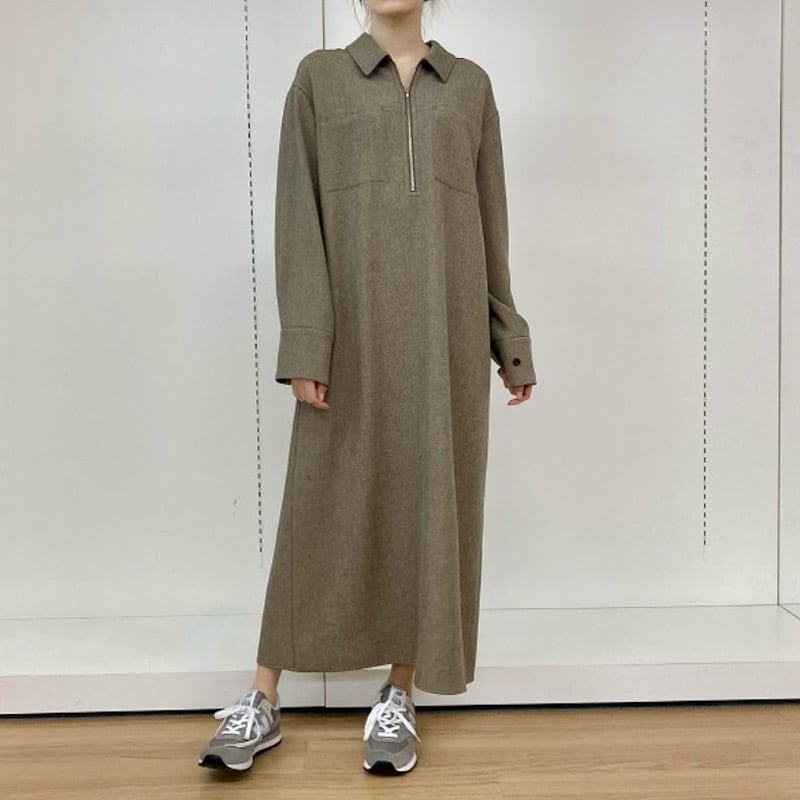 アトリエgg⭐︎シャツワンピース(21) ATELIERSIX エステルストレッチシャツワンピース - サンド