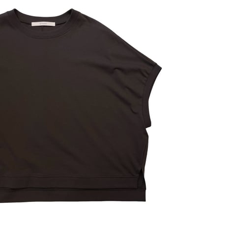 QTUME 細リブボックスTシャツ- ブラウン