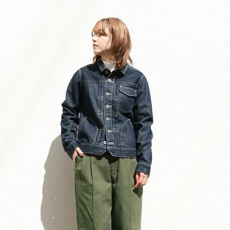 vent blanc+  12ozDENIM MONTMARTRE JACET-インディゴ