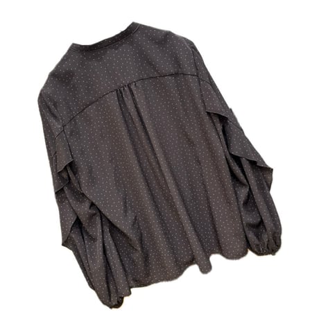 PASSIONE フリルドットブラウス　Dark brown