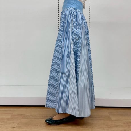 ATELIER SIX   ストライプ切替スカート  -  グレー