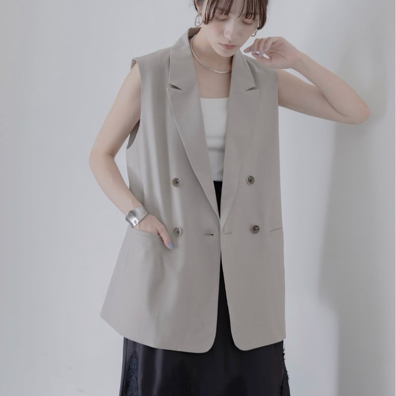 EimeeLaw レースレイヤード ダブルボタンジレ - ベージュ | grasol Naga