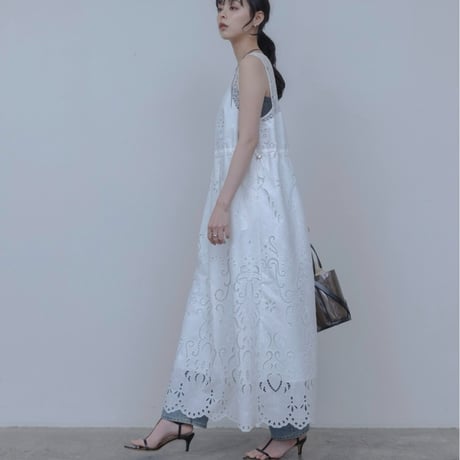 EimeeLaw エンブロイダリー パネルレースワンピース-  オフホワイト