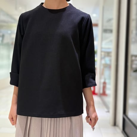 LIROMA  ポリエステルツイードブラウス　black