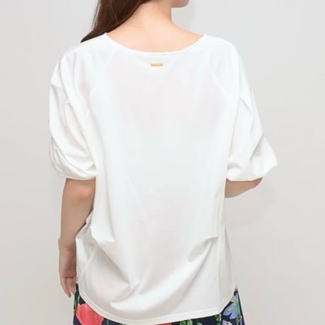 Praia 袖タックパフTシャツ -ホワイト