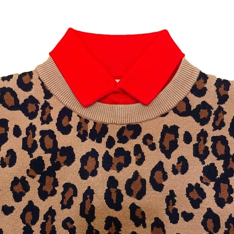 THOMAS MAGPIE レオパードニット red