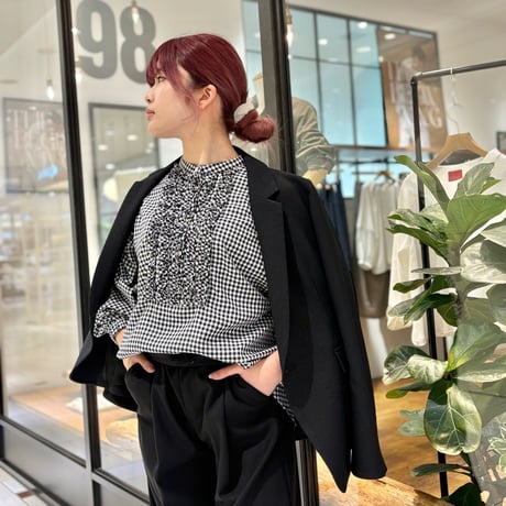 denicher   フロントフリルチェックシャツ Navy