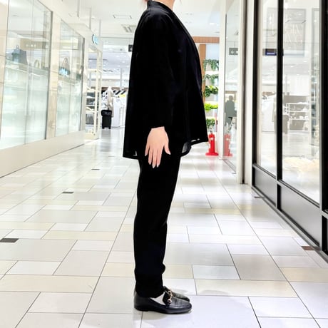 QTUME ナチュラルシアー五分袖ジャケット　black