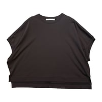 QTUME 細リブボックスTシャツ- ブラウン