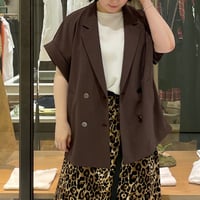 passione ロールアップ風ショートスリーブジャケット　ブラウン