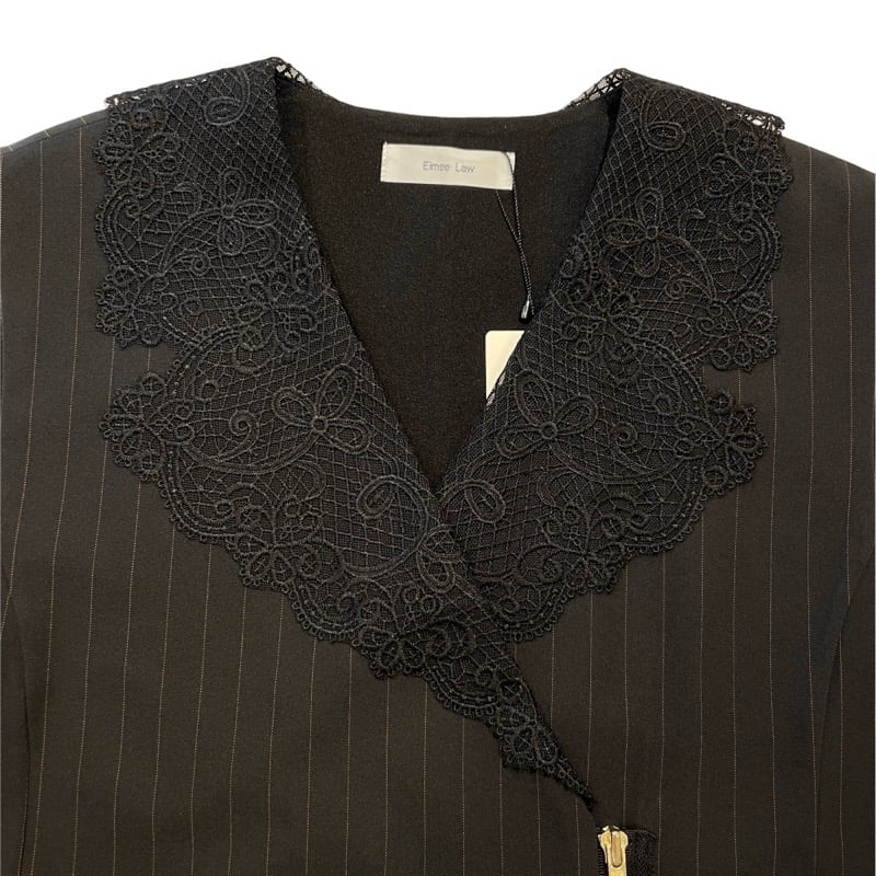 EimeeLaw レースカラーZIPストライプジャンパースカート -ブラック