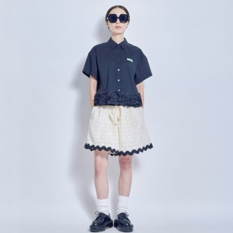 THOMAS MAGPIE     ドット透かしジャガードショートパンツ  - ブラック