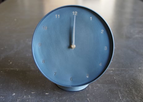Clock  時計 M 黒皮鉄 青焼き