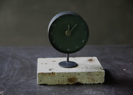 Clock  時計 S 黒皮鉄 青焼き