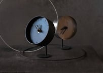 Clock  時計 S 黒皮鉄 青焼き