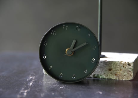 Clock  時計 S 黒皮鉄 青焼き