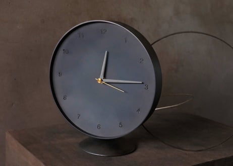 Clock  時計 M 黒皮鉄 青焼き