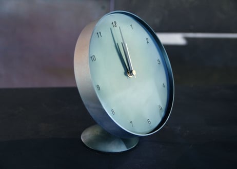 Clock  時計 M 黒皮鉄 青焼き