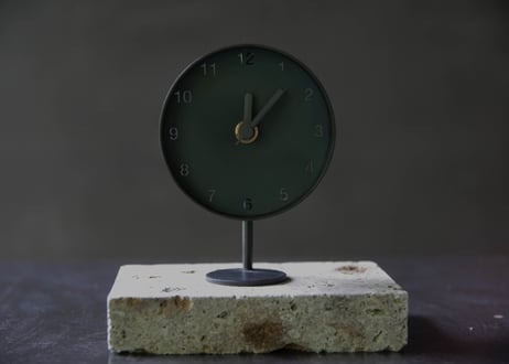 Clock  時計 S 黒皮鉄 青焼き